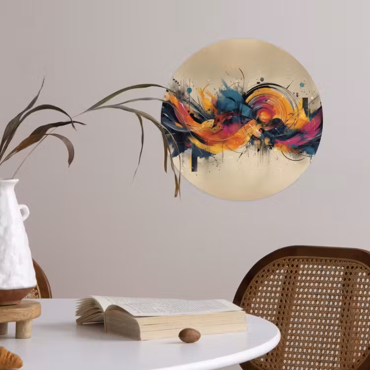 Explosie - Kleurrijk - Vormen - Abstract Wandcirkel behangsticker klein -sfeer3