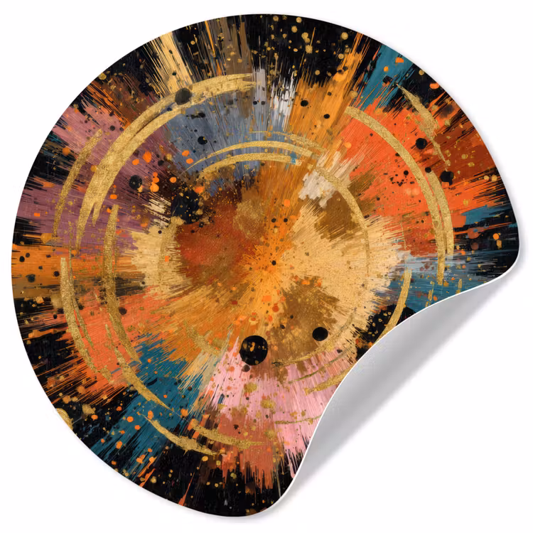 Explosie - Verfstructuur - Goud - Abstract Wandcirkel behangsticker klein -3d