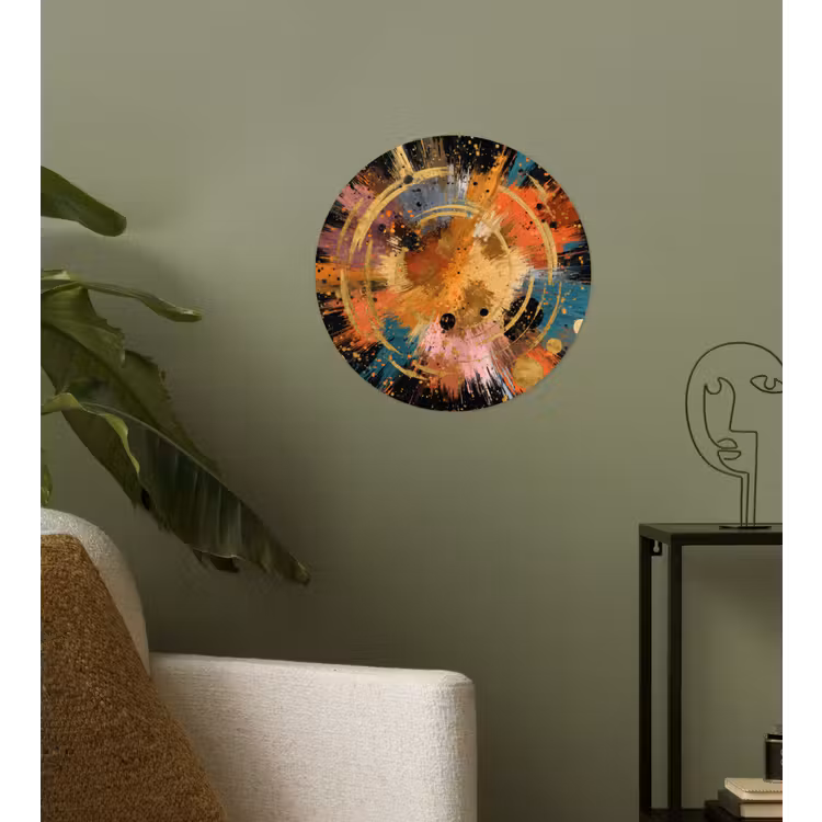 Explosie - Verfstructuur - Goud - Abstract Wandcirkel behangsticker klein -sfeer2