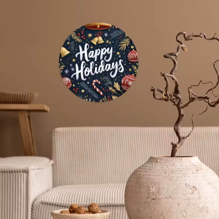 Feestelijk - Kerstgroet - Kleurrijk Wandcirkel behangsticker klein -sfeer1