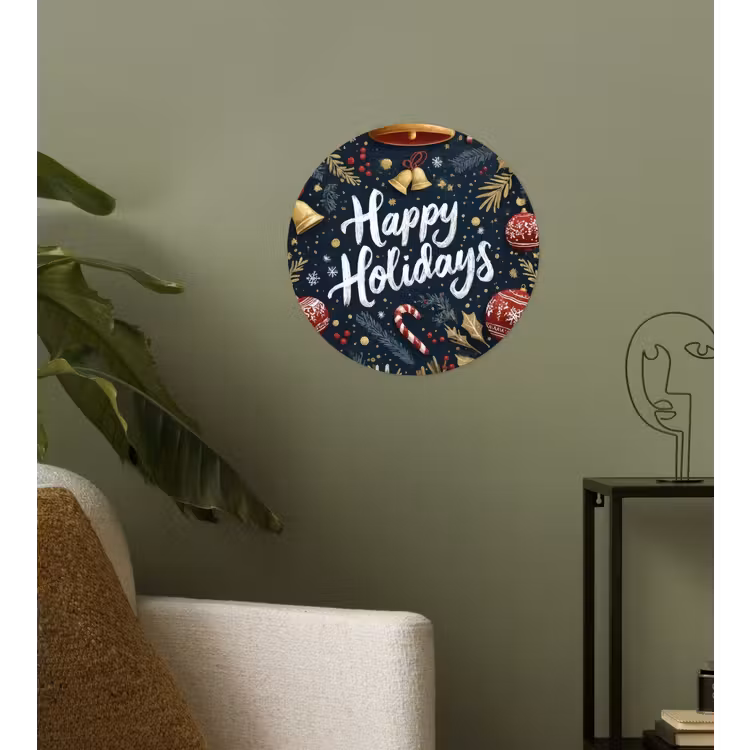 Feestelijk - Kerstgroet - Kleurrijk Wandcirkel behangsticker klein -sfeer2