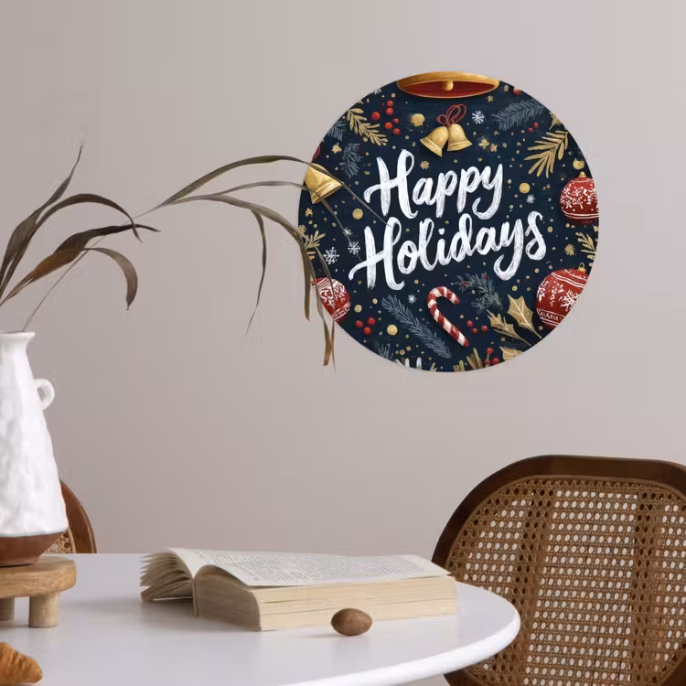 Feestelijk - Kerstgroet - Kleurrijk Wandcirkel behangsticker klein -sfeer3