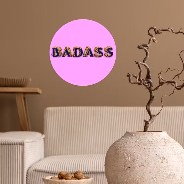 Felroze - Badass - Panterprint - Schaduw Wandcirkel behangsticker klein -sfeer1