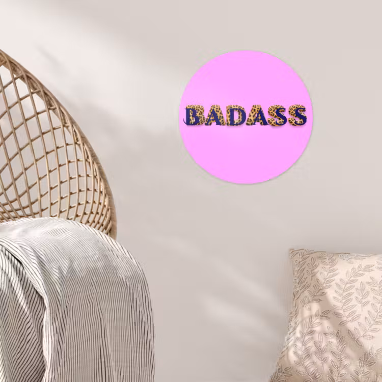 Felroze - Badass - Panterprint - Schaduw Wandcirkel behangsticker klein -sfeer4