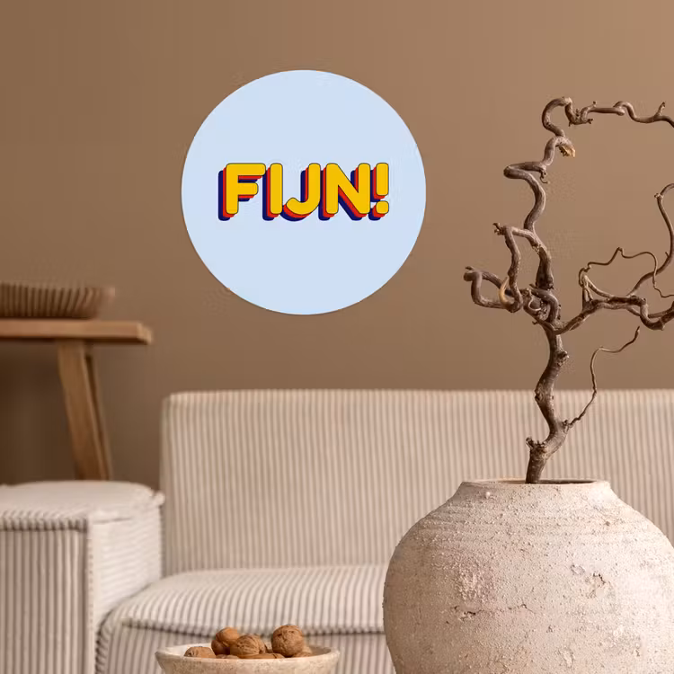 Fijn - Geel - Oranje Wandcirkel behangsticker klein -sfeer1