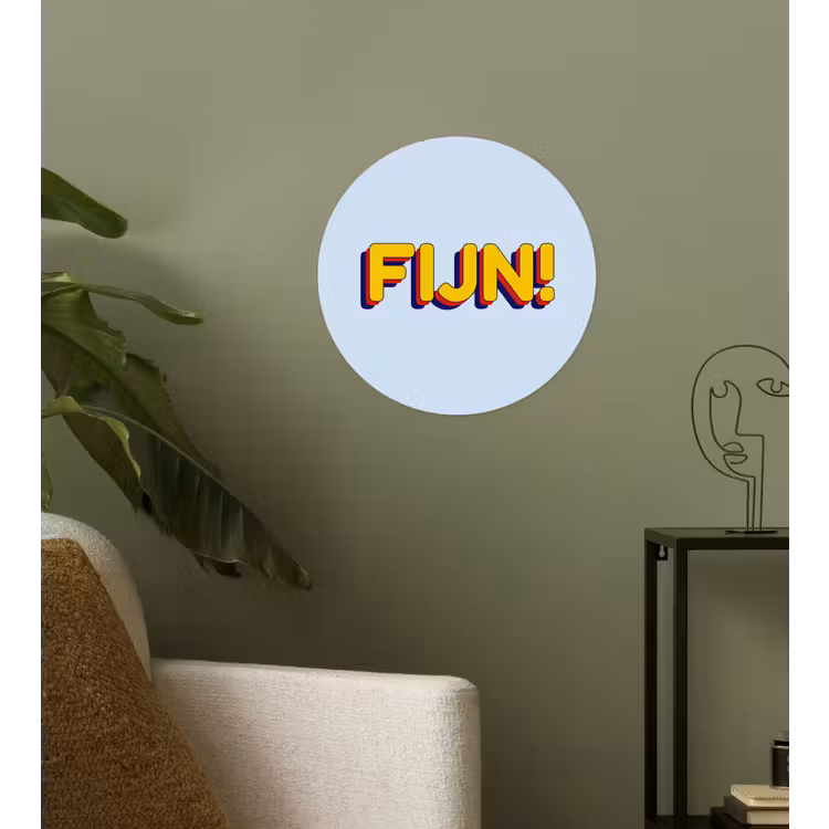 Fijn - Geel - Oranje Wandcirkel behangsticker klein -sfeer2
