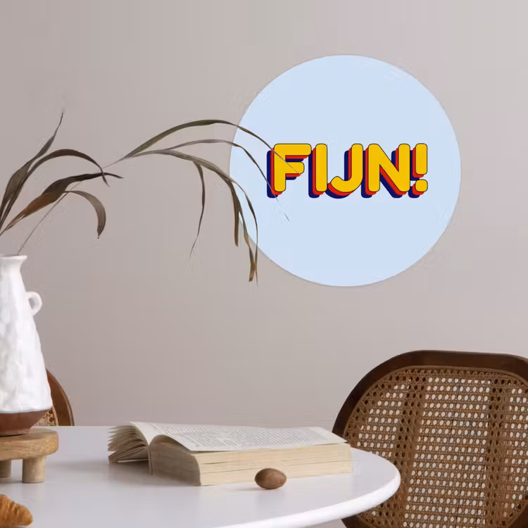 Fijn - Geel - Oranje Wandcirkel behangsticker klein -sfeer3