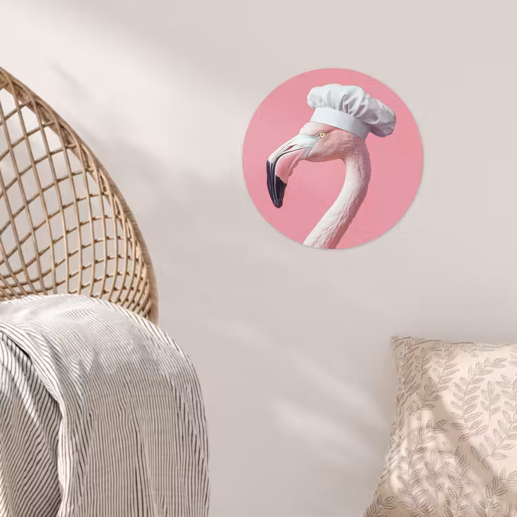 Flamingo - Roze - Koksmuts - Vogel Wandcirkel behangsticker klein -sfeer4