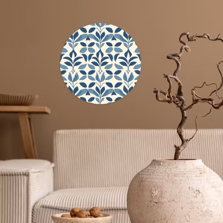 Flora - Modern - Blauw Wandcirkel behangsticker klein 186 -sfeer1