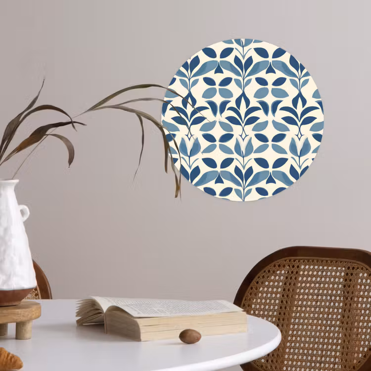 Flora - Modern - Blauw Wandcirkel behangsticker klein 186 -sfeer3