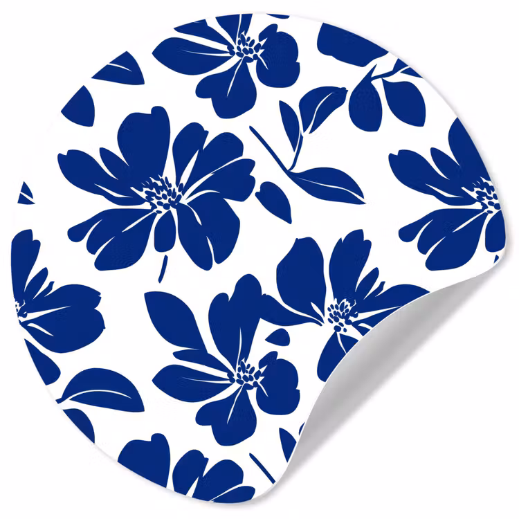 Floraal - Modern - Blauw Wandcirkel behangsticker klein 186 -3d