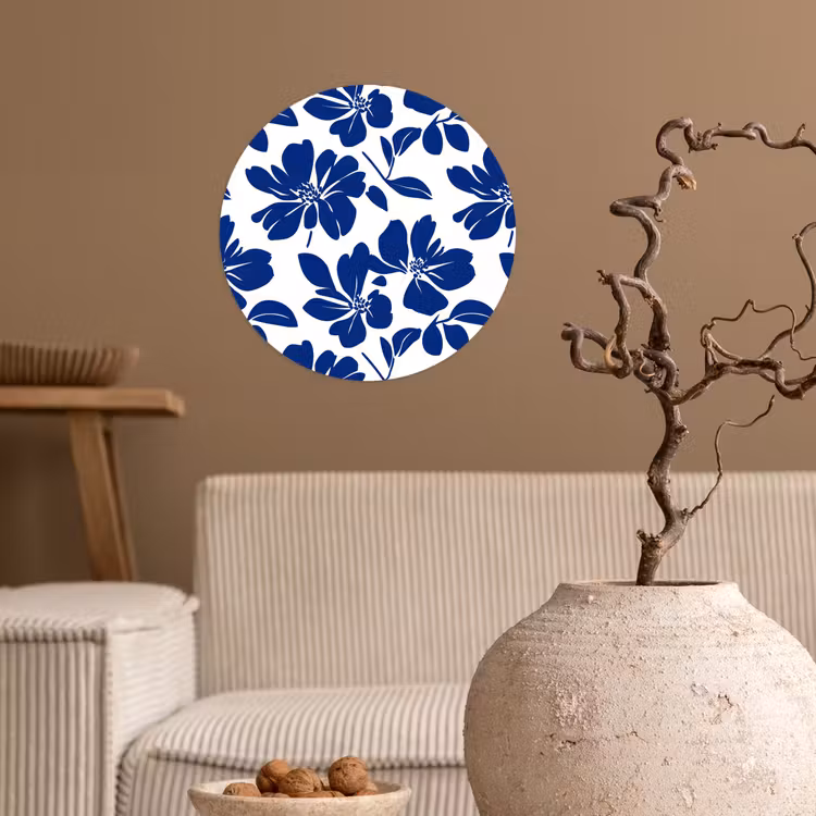 Floraal - Modern - Blauw Wandcirkel behangsticker klein 186 -sfeer1