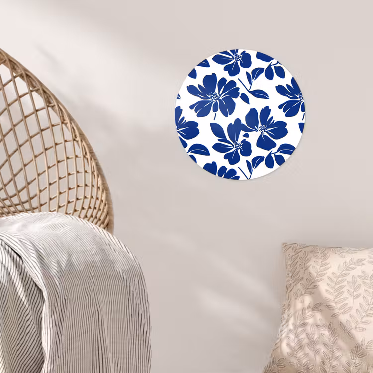 Floraal - Modern - Blauw Wandcirkel behangsticker klein 186 -sfeer4