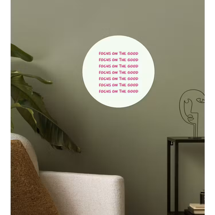 Focus on the good - Roze Wandcirkel behangsticker klein -sfeer2