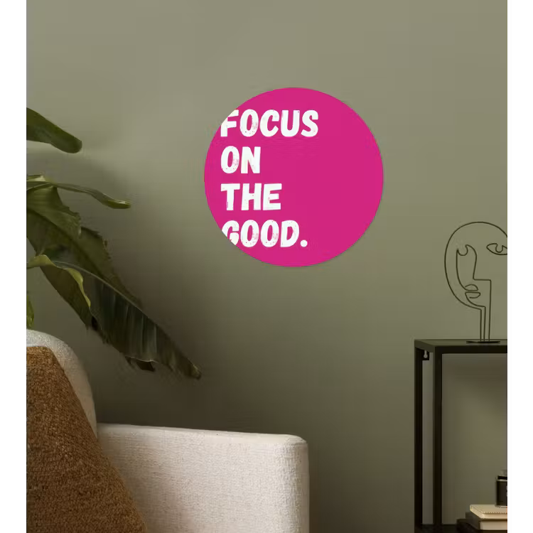 Focus on the good - Roze - Simple Wandcirkel behangsticker klein -sfeer2