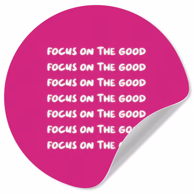 Focus on the good - Roze - wit Wandcirkel behangsticker klein -3d