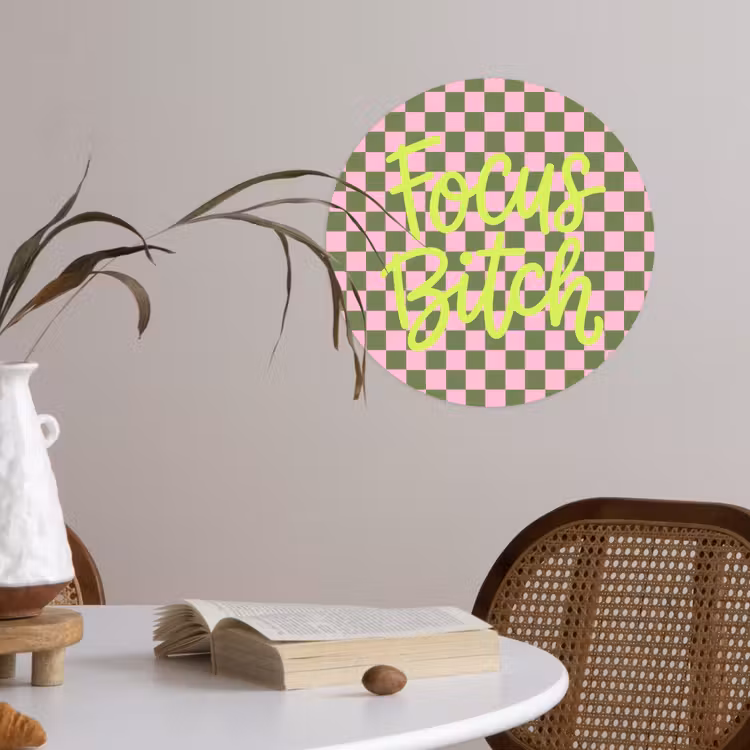 Focus - Vakken - Roze Wandcirkel behangsticker klein -sfeer3
