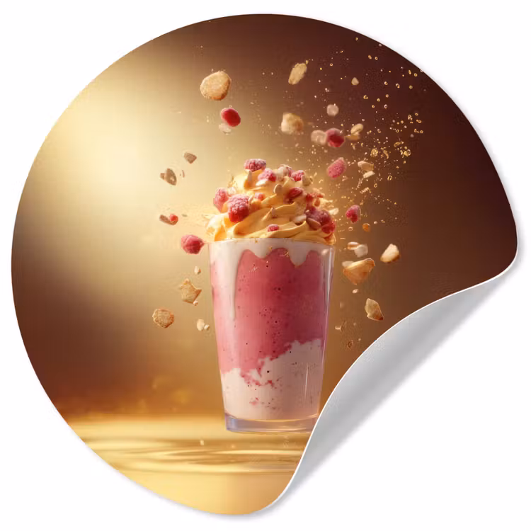 Framboos - Smoothie - Drinken - Roze Wandcirkel behangsticker klein -3d