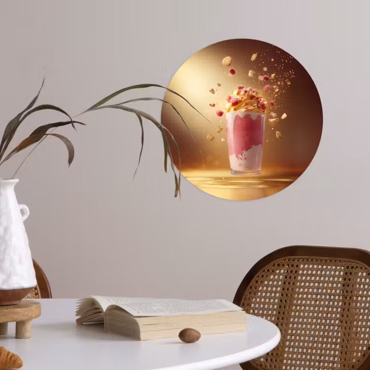 Framboos - Smoothie - Drinken - Roze Wandcirkel behangsticker klein -sfeer3