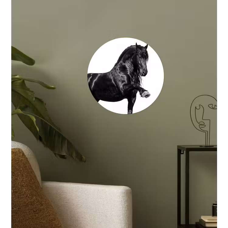 Fries - Hengst - Modern Wandcirkel behangsticker klein -sfeer2