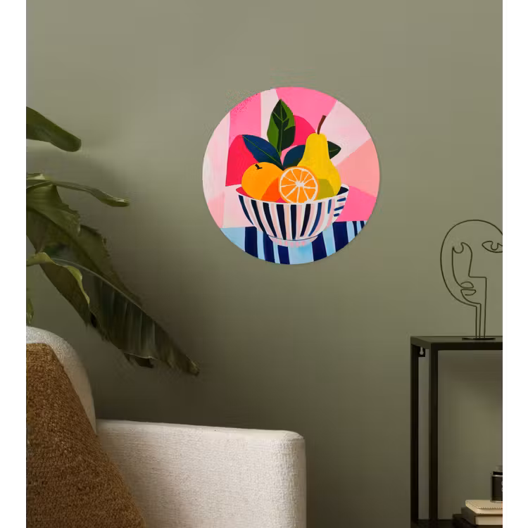 Fruit - Abstracte achtergrond - Roze Wandcirkel behangsticker klein -sfeer2