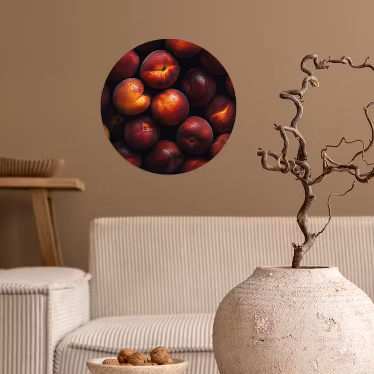 Fruit - Close up - Nectarines Wandcirkel behangsticker klein -sfeer1