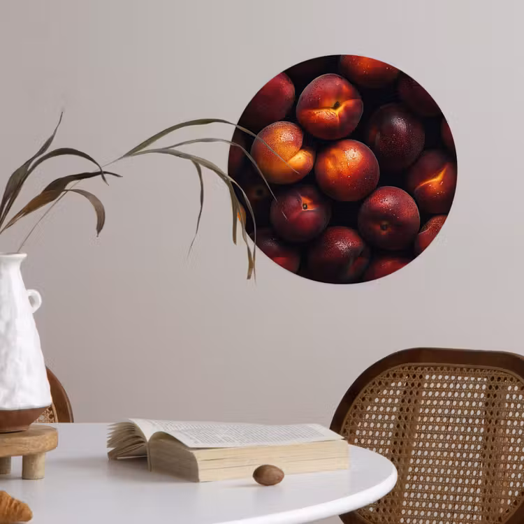 Fruit - Close up - Nectarines Wandcirkel behangsticker klein -sfeer3