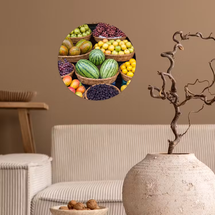 Behangcirkel - Fruit - Markt - Kleurrijk - Fruit - Markt - Kleurrijk Wandcirkel behangsticker klein