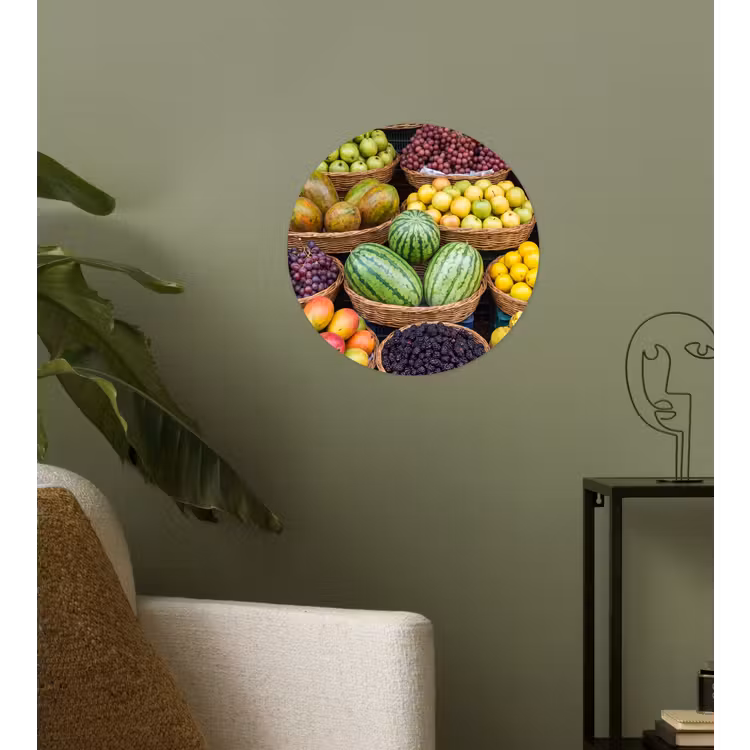Behangcirkel - Fruit - Markt - Kleurrijk - Fruit - Markt - Kleurrijk Wandcirkel behangsticker klein