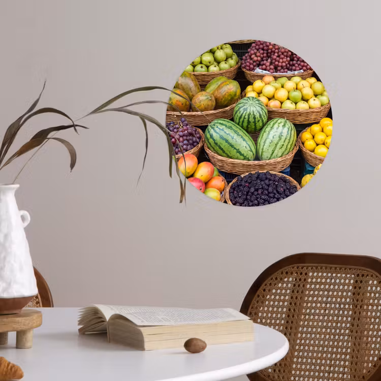 Behangcirkel - Fruit - Markt - Kleurrijk - Fruit - Markt - Kleurrijk Wandcirkel behangsticker klein