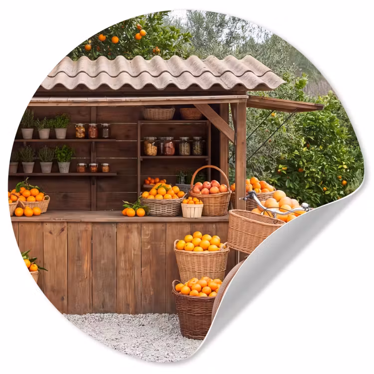 Behangcirkel - Fruit - Markt - Landelijk - Fruit - Markt - Landelijk Wandcirkel behangsticker klein