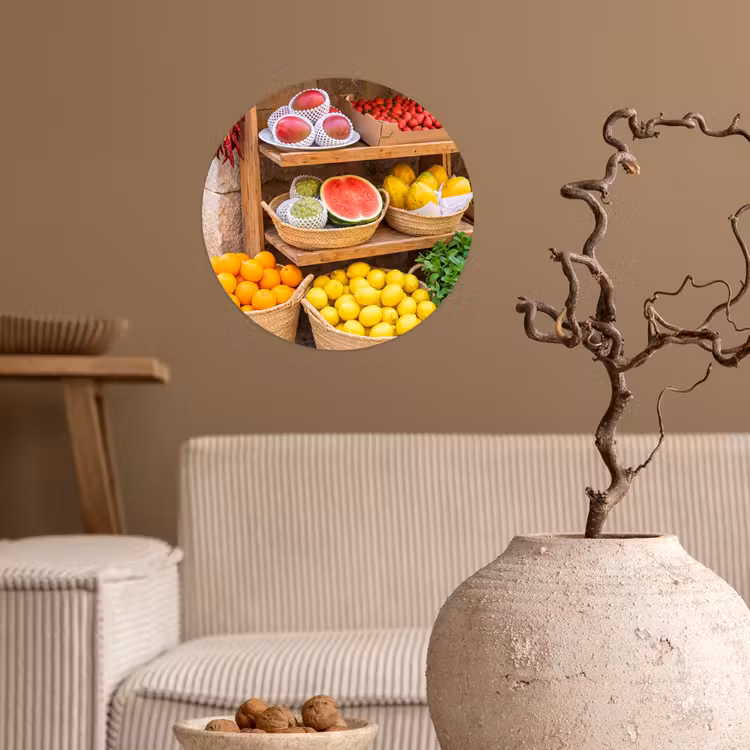 Behangcirkel - Fruit - Markt - Vers - Fruit - Markt - Vers Wandcirkel behangsticker klein