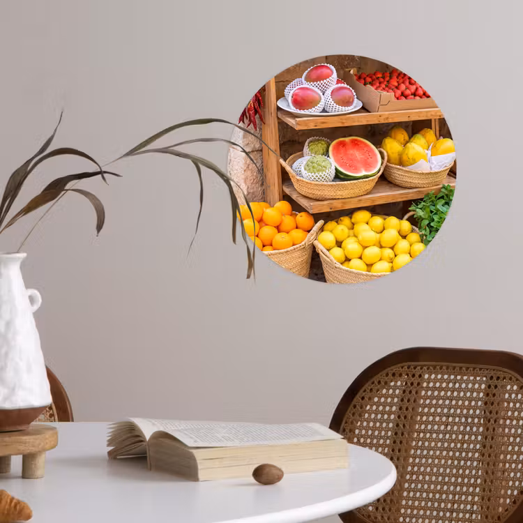 Behangcirkel - Fruit - Markt - Vers - Fruit - Markt - Vers Wandcirkel behangsticker klein
