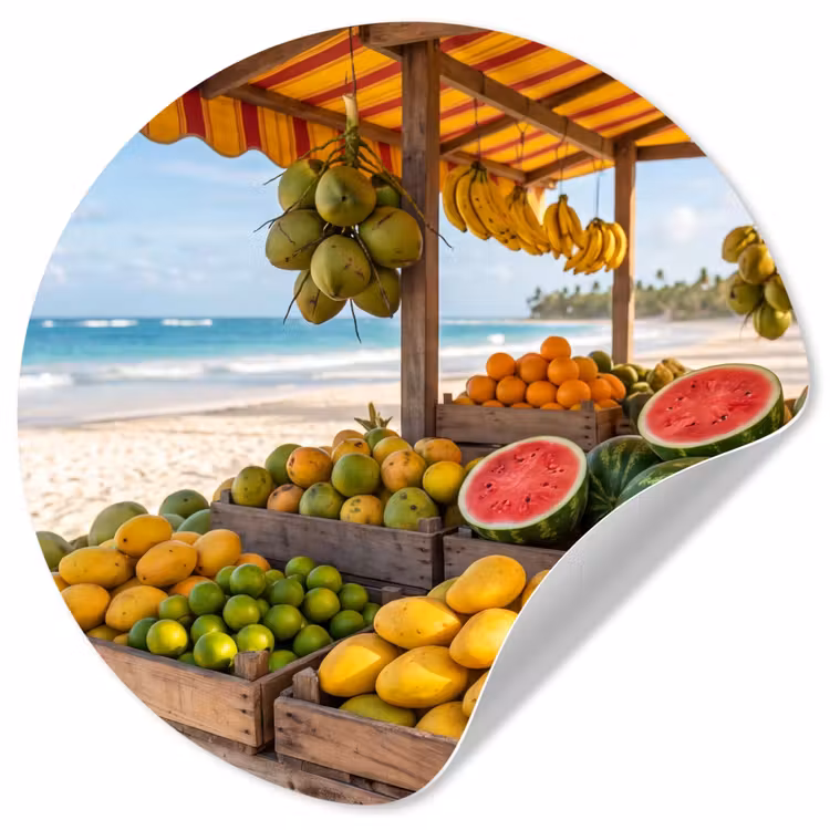 Behangcirkel - Fruit - Strand - Tropisch - Fruit - Strand - Tropisch Wandcirkel behangsticker klein