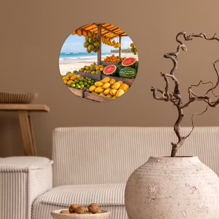 Behangcirkel - Fruit - Strand - Tropisch - Fruit - Strand - Tropisch Wandcirkel behangsticker klein