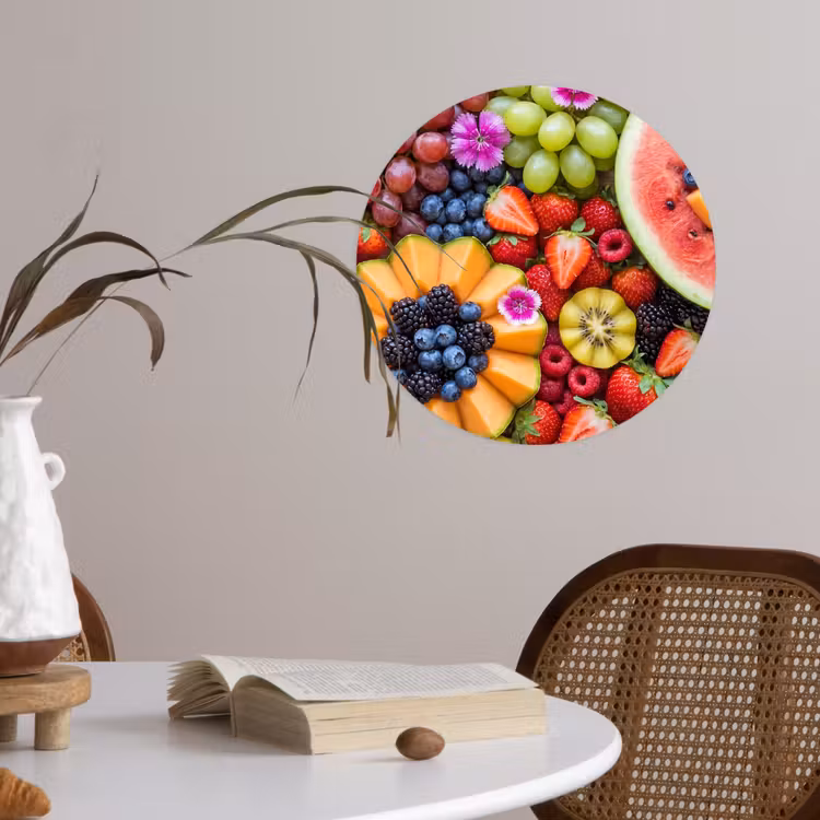 Fruit - Vers - Variatie - Eten - Kleurrijk Wandcirkel behangsticker klein -sfeer3