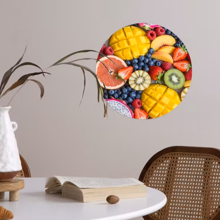 Fruit - Versneden - Kleurrijk - Eten - Gezond Wandcirkel behangsticker klein -sfeer3