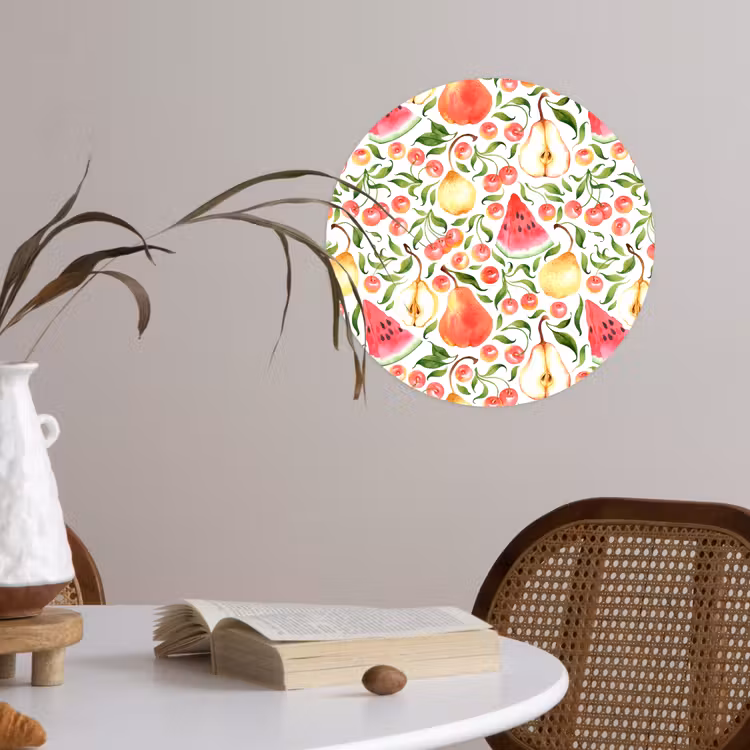 Fruit - Watermeloen - Kersen - Peer Wandcirkel behangsticker klein 186 -sfeer3