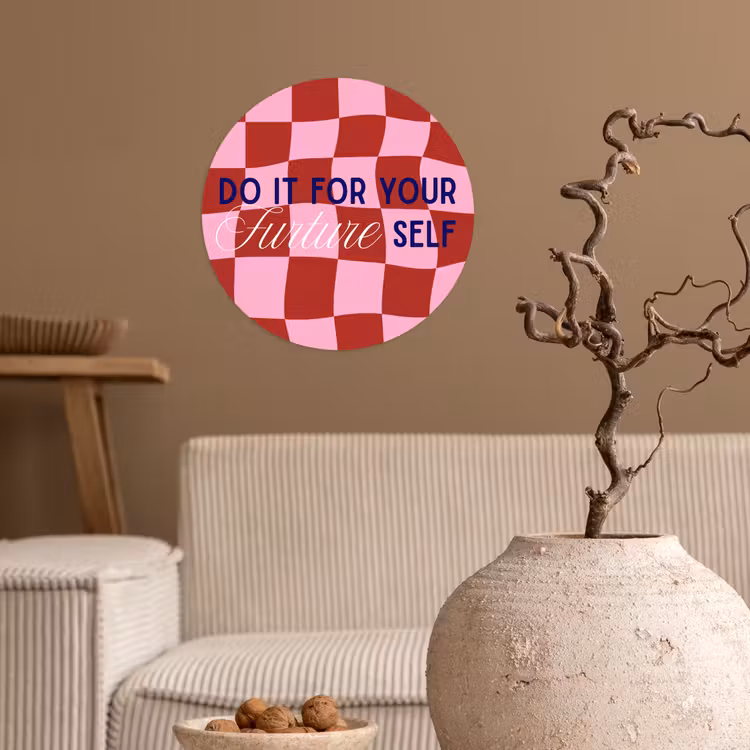 Furture - Geblokt - Rood Wandcirkel behangsticker klein -sfeer1