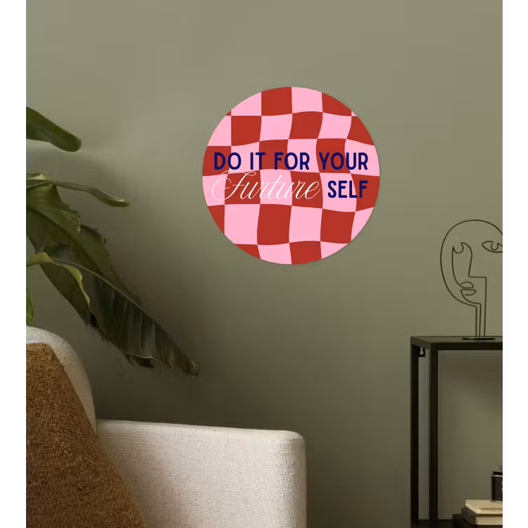Furture - Geblokt - Rood Wandcirkel behangsticker klein -sfeer2