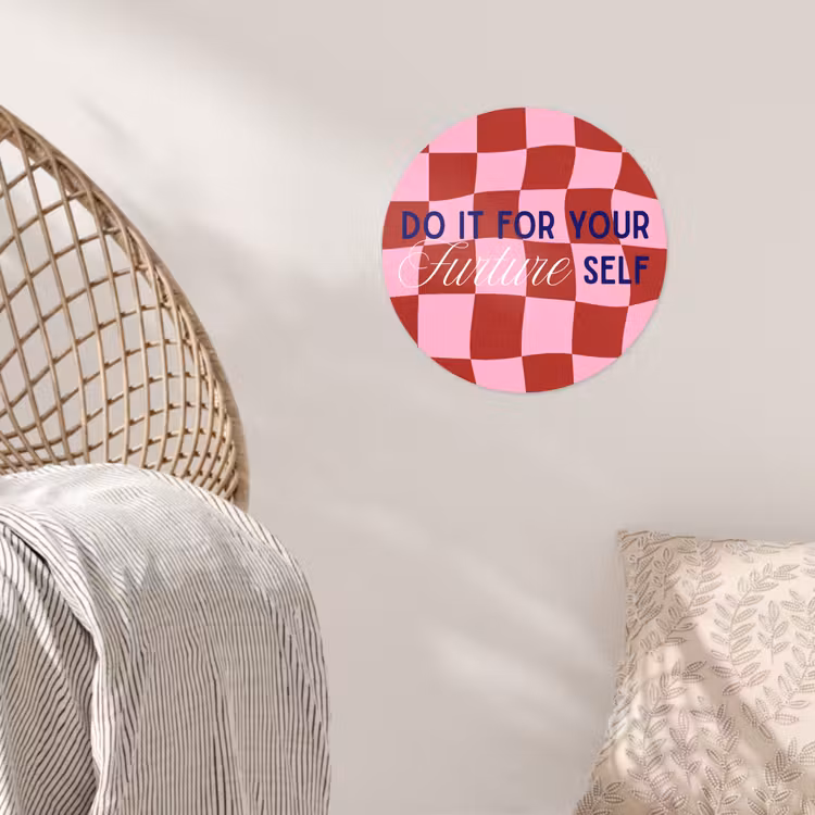 Furture - Geblokt - Rood Wandcirkel behangsticker klein -sfeer4