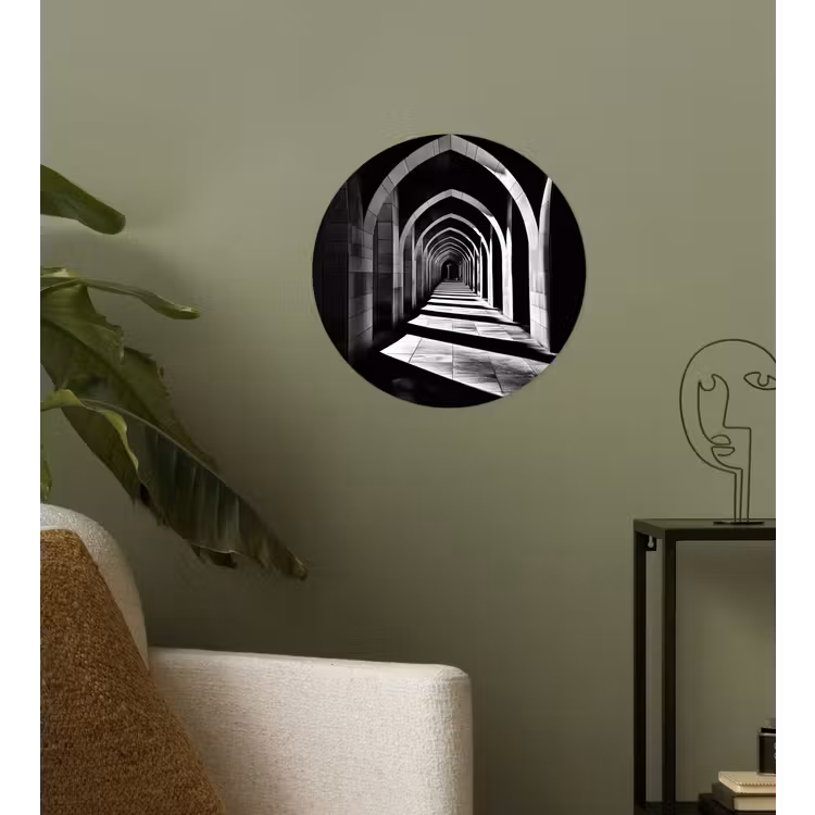 Gang - Bogen - Schaduw - Diepte Wandcirkel behangsticker klein -sfeer2