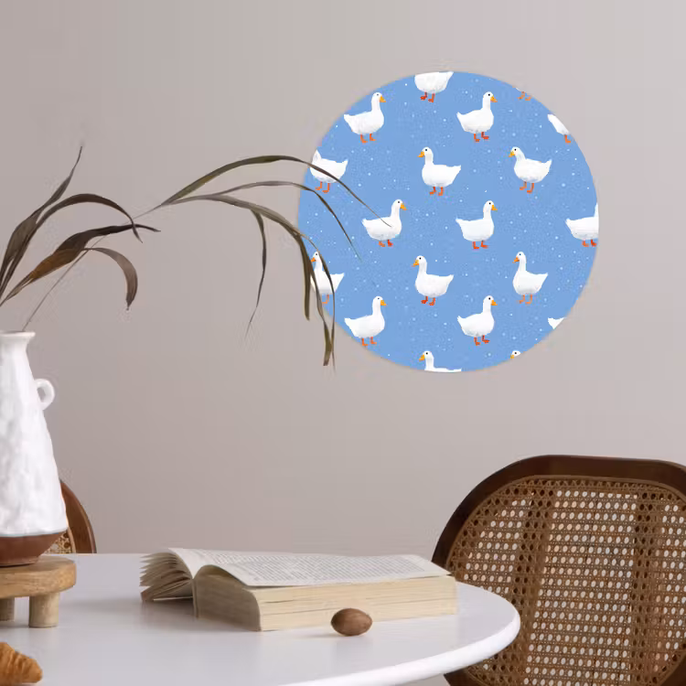 Ganzen - Elegant - Blauw Wandcirkel behangsticker klein 186 -sfeer3