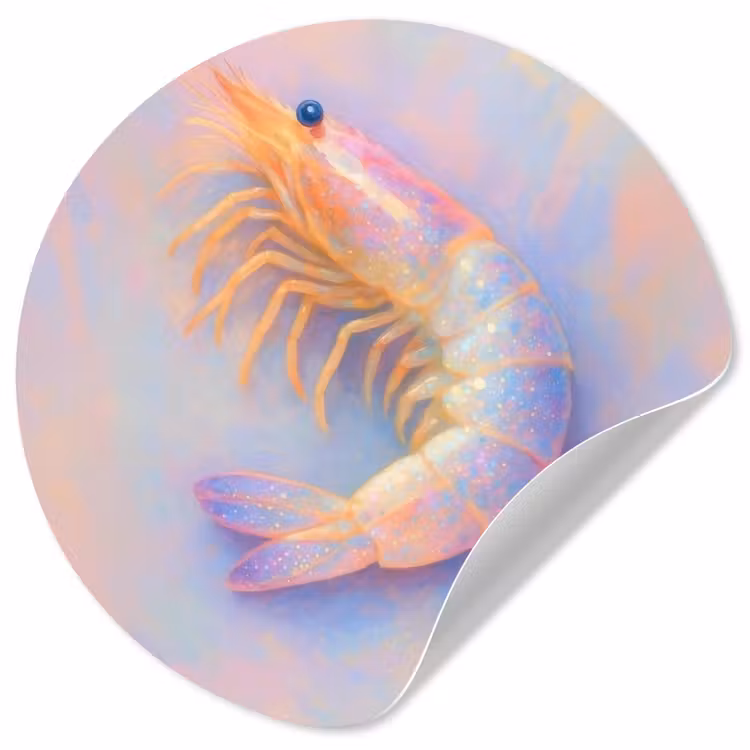 Garnaal - Subtiele structuur - Blauw - Roze Wandcirkel behangsticker klein -3d