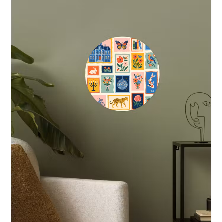 Gebouw - Koepel - Architectuur - Klassiek - Grijs Wandcirkel behangsticker klein -sfeer2