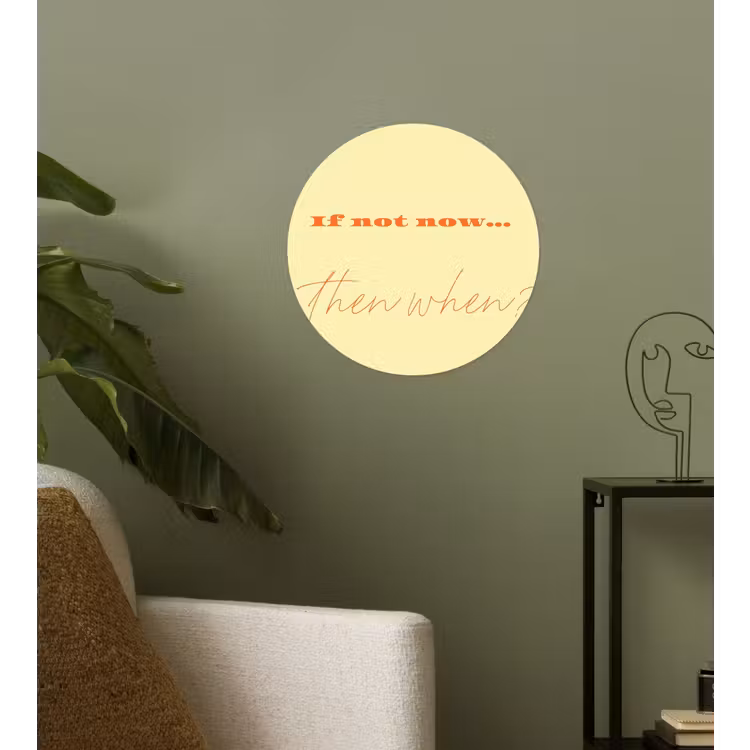 Geel - Oranje - if not now then when Wandcirkel behangsticker klein -sfeer2