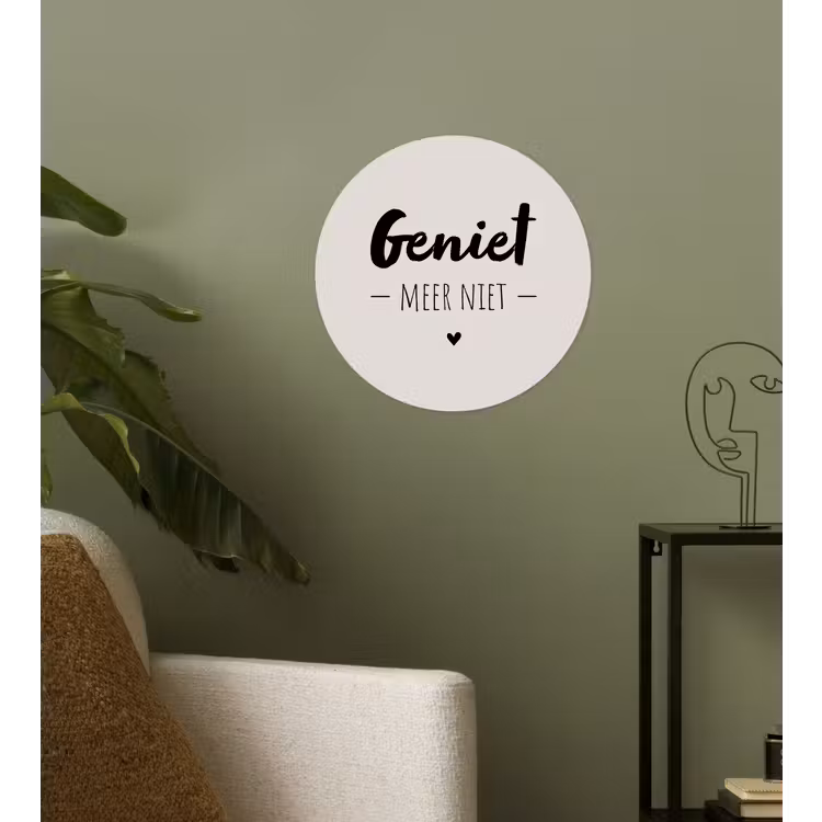 Geniet, meer niet - Quotes - Tekst - Genieten Wandcirkel behangsticker klein -sfeer2
