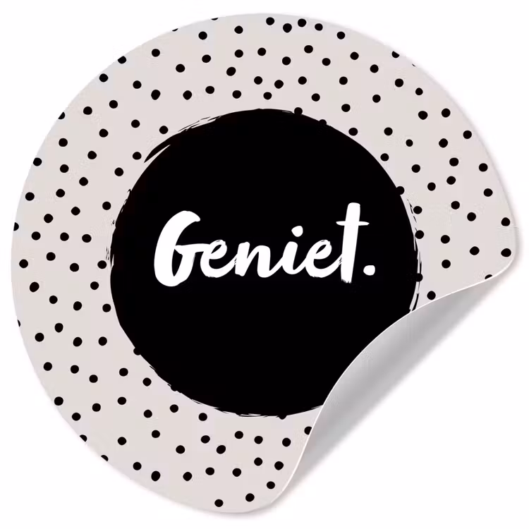 Geniet - Quotes - Tekst - Stippen Wandcirkel behangsticker klein -3d