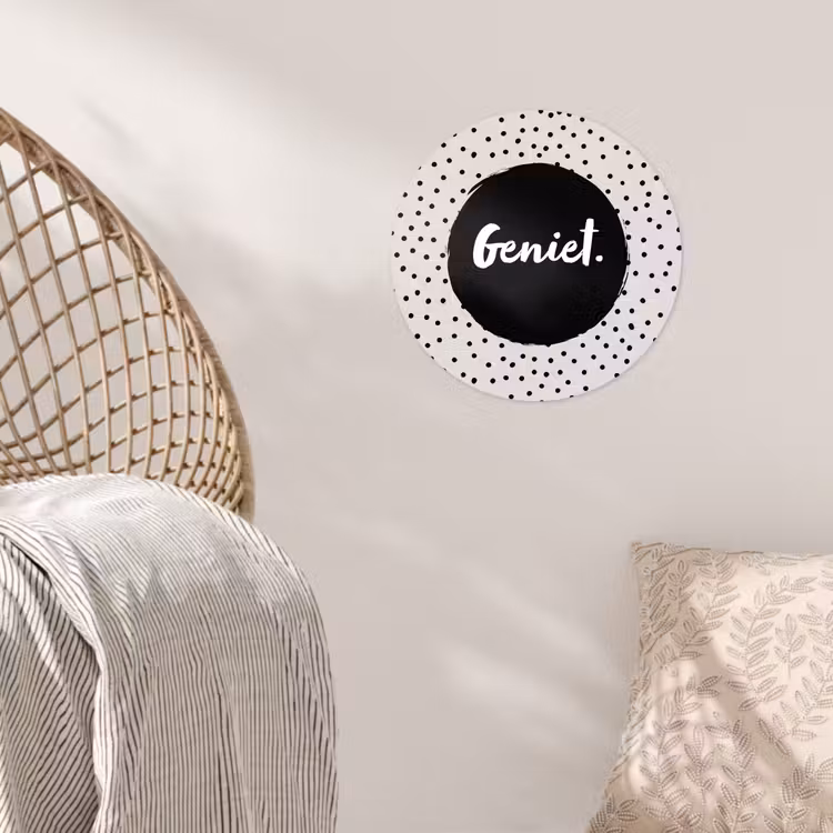 Geniet - Quotes - Tekst - Stippen Wandcirkel behangsticker klein -sfeer4