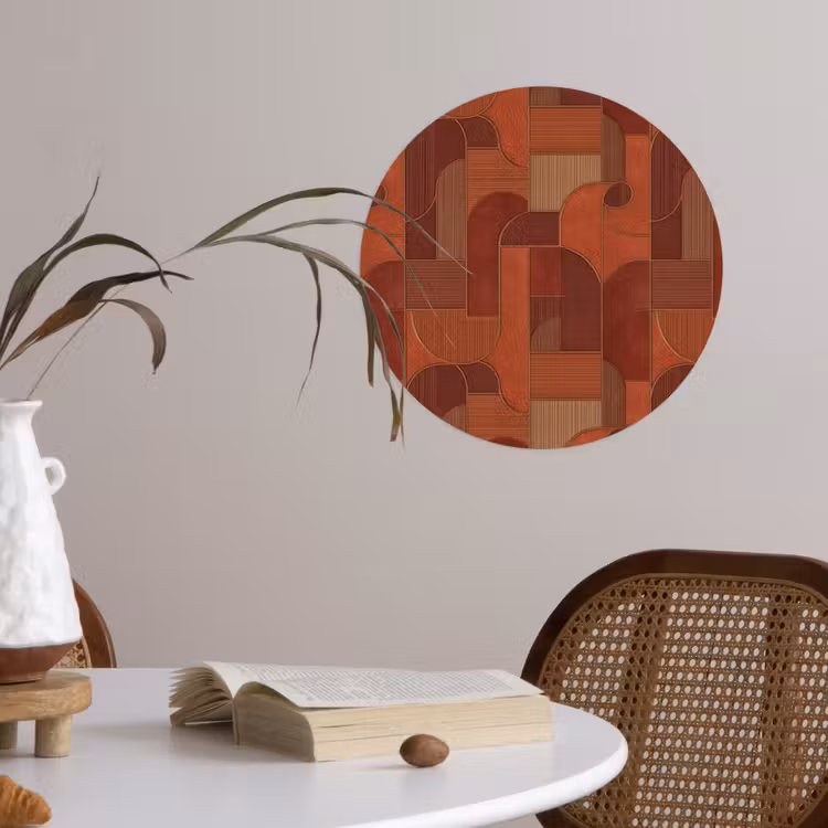 Geometrisch - Abstract - Textuur - Bruin Wandcirkel behangsticker klein 186 -sfeer3